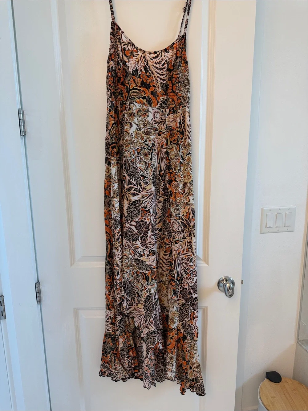Free People Floral Paisley Maxi Dress in Cream, Black & Rust